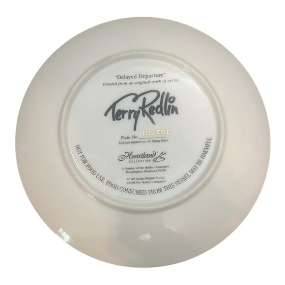 Vintage Heartland Plate DELAYED DEPARTURE Terry Redlin Faux Driftwood Stand 1998 - Picture 7 of 12